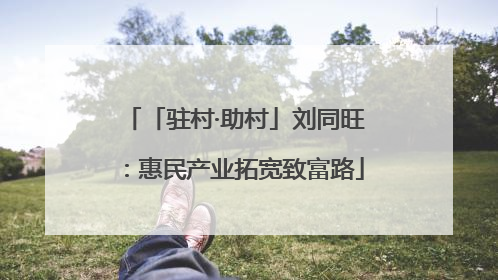 「驻村·助村」刘同旺：惠民产业拓宽致富路