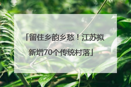 留住乡韵乡愁！江苏拟新增70个传统村落