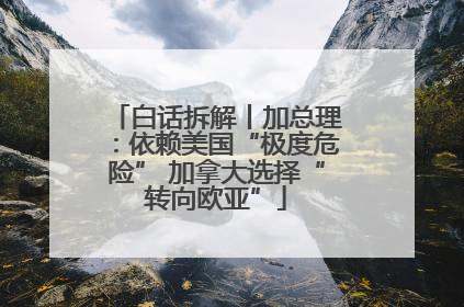 白话拆解丨加总理：依赖美国“极度危险” 加拿大选择“转向欧亚”