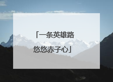一条英雄路 悠悠赤子心