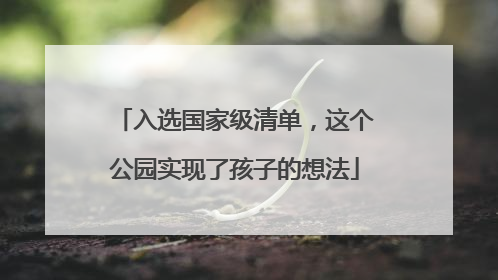 入选国家级清单，这个公园实现了孩子的想法