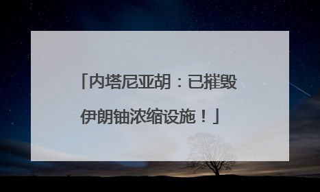 内塔尼亚胡：已摧毁伊朗铀浓缩设施！