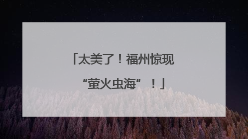 太美了！福州惊现“萤火虫海”！