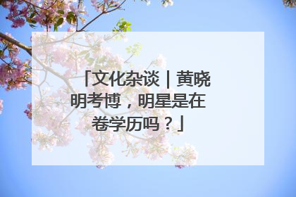 文化杂谈｜黄晓明考博，明星是在卷学历吗？