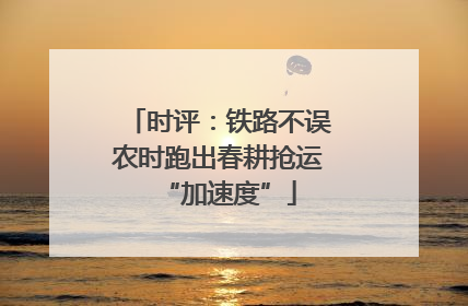 时评：铁路不误农时跑出春耕抢运“加速度”