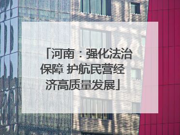 河南：强化法治保障 护航民营经济高质量发展