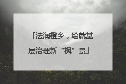 法润橙乡，绘就基层治理新“枫”景
