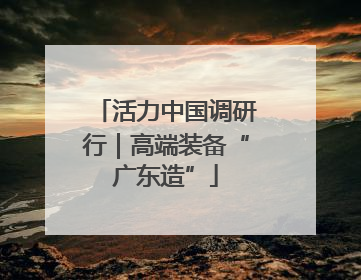 活力中国调研行｜高端装备“广东造”