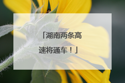 湖南两条高速将通车！