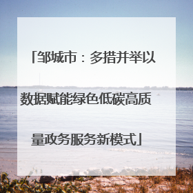 邹城市：多措并举以数据赋能绿色低碳高质量政务服务新模式